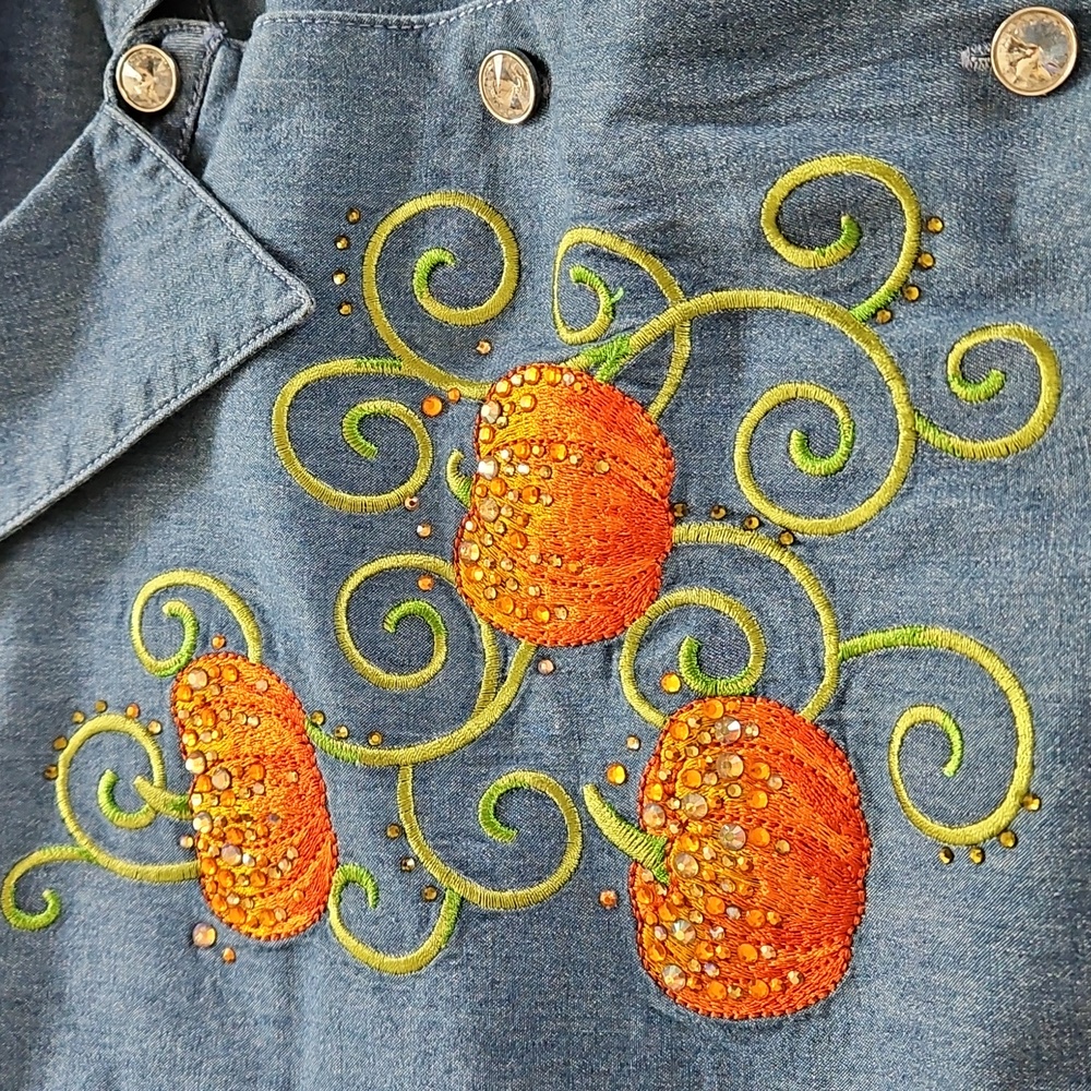 NWT Quacker Factory Fall Sparkiling Pumpkin Top, Tunic Size 3X - Picture 2 of 13